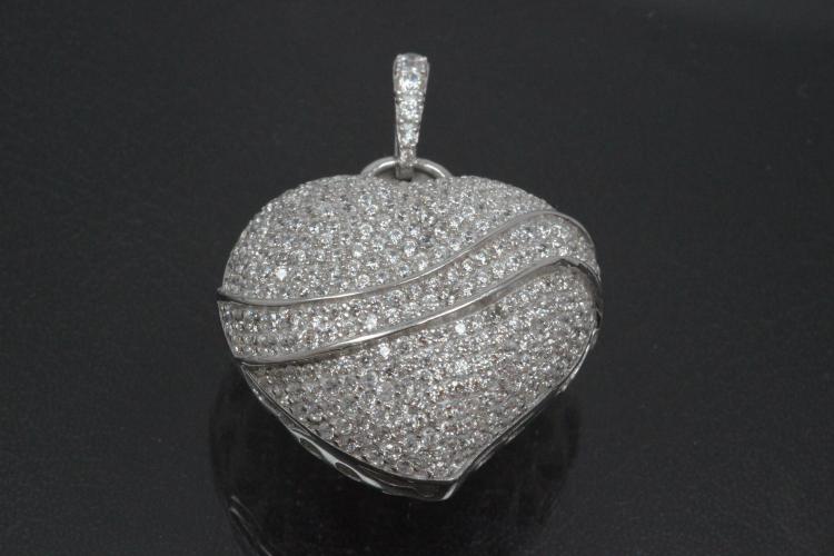 aLEm Pendant Heart Lovely Heart with Zirconia 925/- Silver rhodium plated,