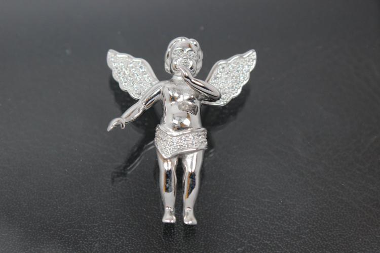 aLEm Anhänger glückliche Fee Lucky Fairy mit Zirkonia 925/- Silber rhodiniert,