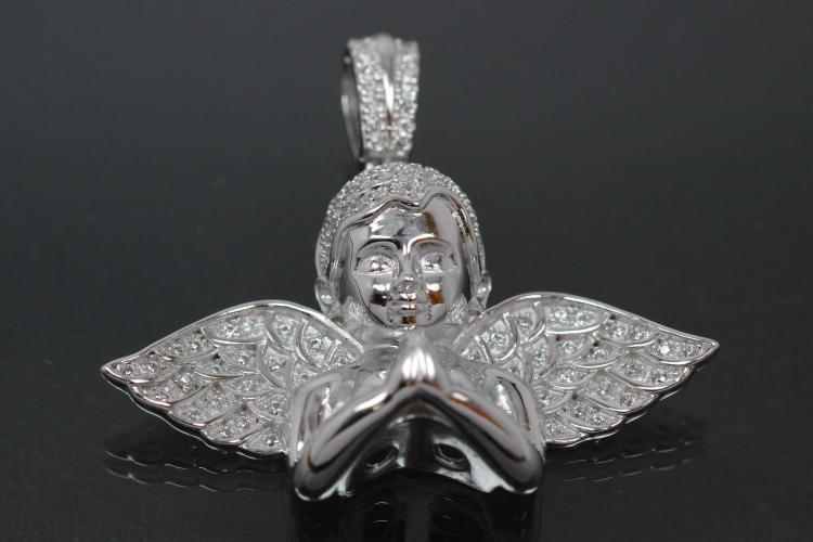aLEm Pendant Infinity Angel with Zirconia 925/- Silver rhodium plated,