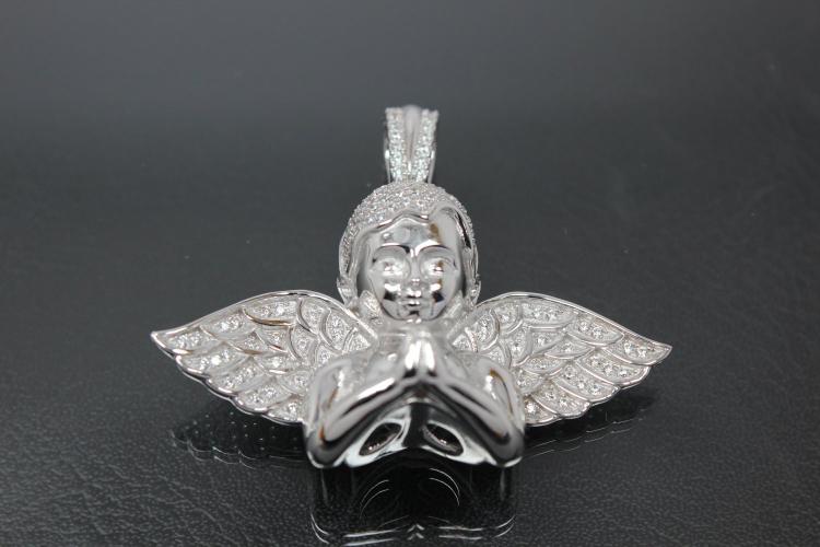 aLEm Pendant Married Angel with Zirconia 925/- Silver rhodium plated,
