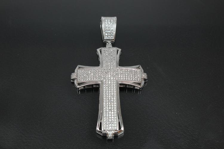 aLEm Anhänger Kreuz im Ritterstil mit Zirkonia 925/- Silber rhodiniert,