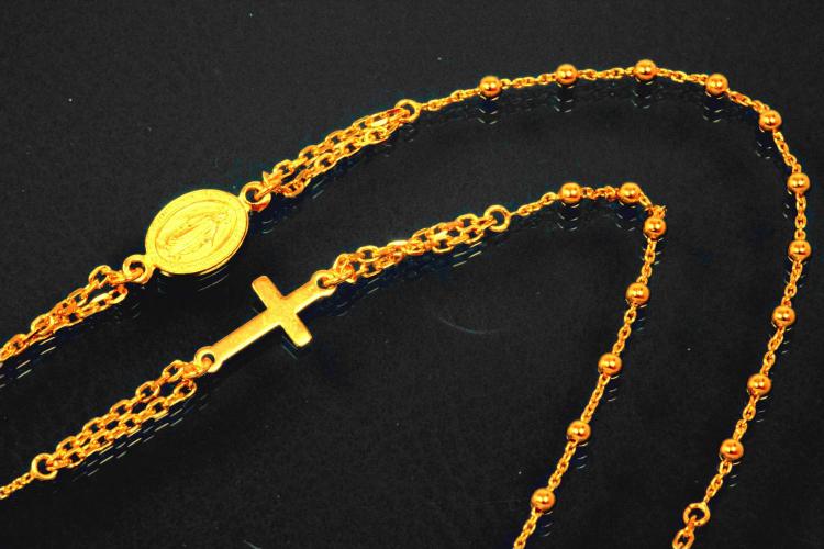 aLEm Lifestyle - chain with cross and medal 925/- silver gold plated with spring ring