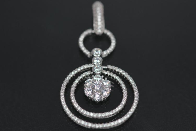 aLEm Pendant Fire in the Ring 925/- Silver rhodium plated with white Zirconia,