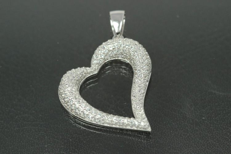 aLEm Anhänger Herz der Seele Heart of Soul mit Zirkonia 925/- Silber rhodiniert,