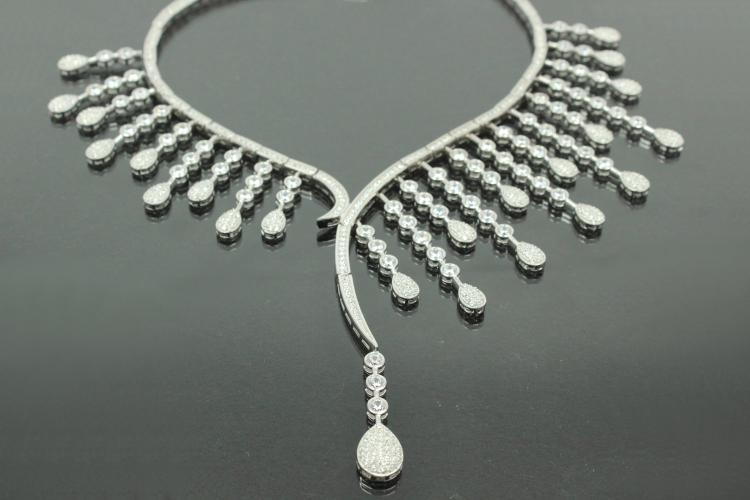 aLEm Necklace, Drops of Love with white Zirconia 925/- Silver rhodium plated,