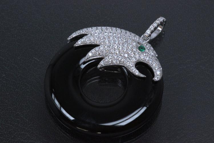 aLEm Pendant Hawk of Air 925/- Silver rhodium plated setted with white Zirconia,