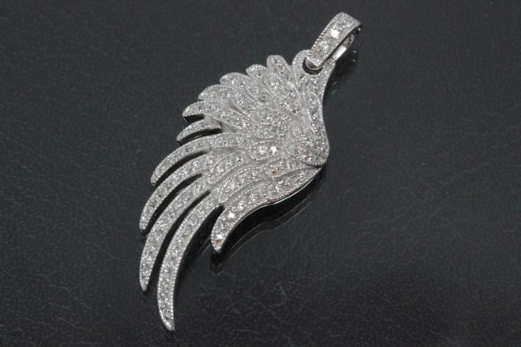 aLEm Pendant Angel Wing 925/- Silver rhodium plated,