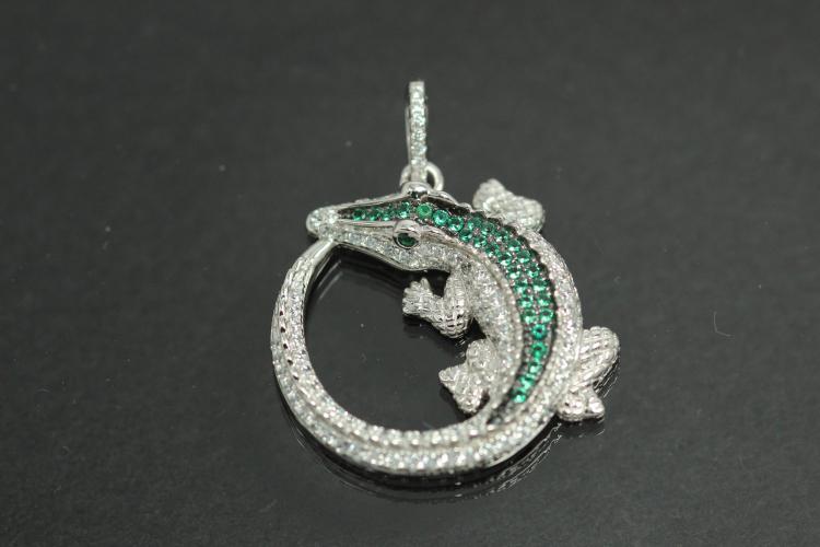 aLEm Pendant Crocodile 925/- Silver rhodium plated