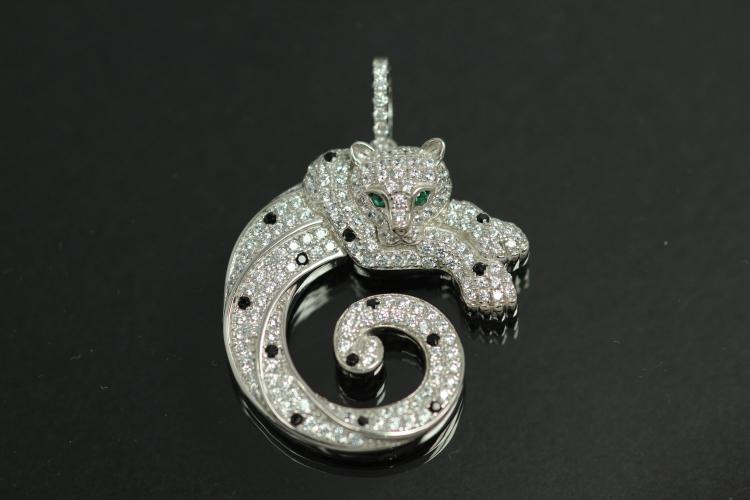 aLEm Pendant Gepard 925/- Silver rhodium plated,