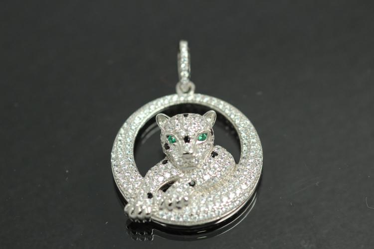 aLEm Pendant Gepard 925/- Silver rhodium plated