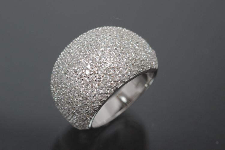 aLEm Ring Broad Sparkles 925/- Silver rhodium plated, with white Cubic Zirconia and undergallery aLEm Ring Broad Sparkles 925/- Silver rhodium plated, with white Cubic Zirconia and undergallery