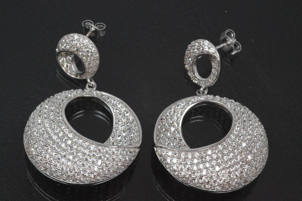 aLEm Ear post Glamour Halfmoon 925/- Silver rhodium plated with Cubic Zirconia,approx size high 42,0mm, wide 27mm, thickness 9,0mm,  length post 10,0mm, outside Ø0,8mm,