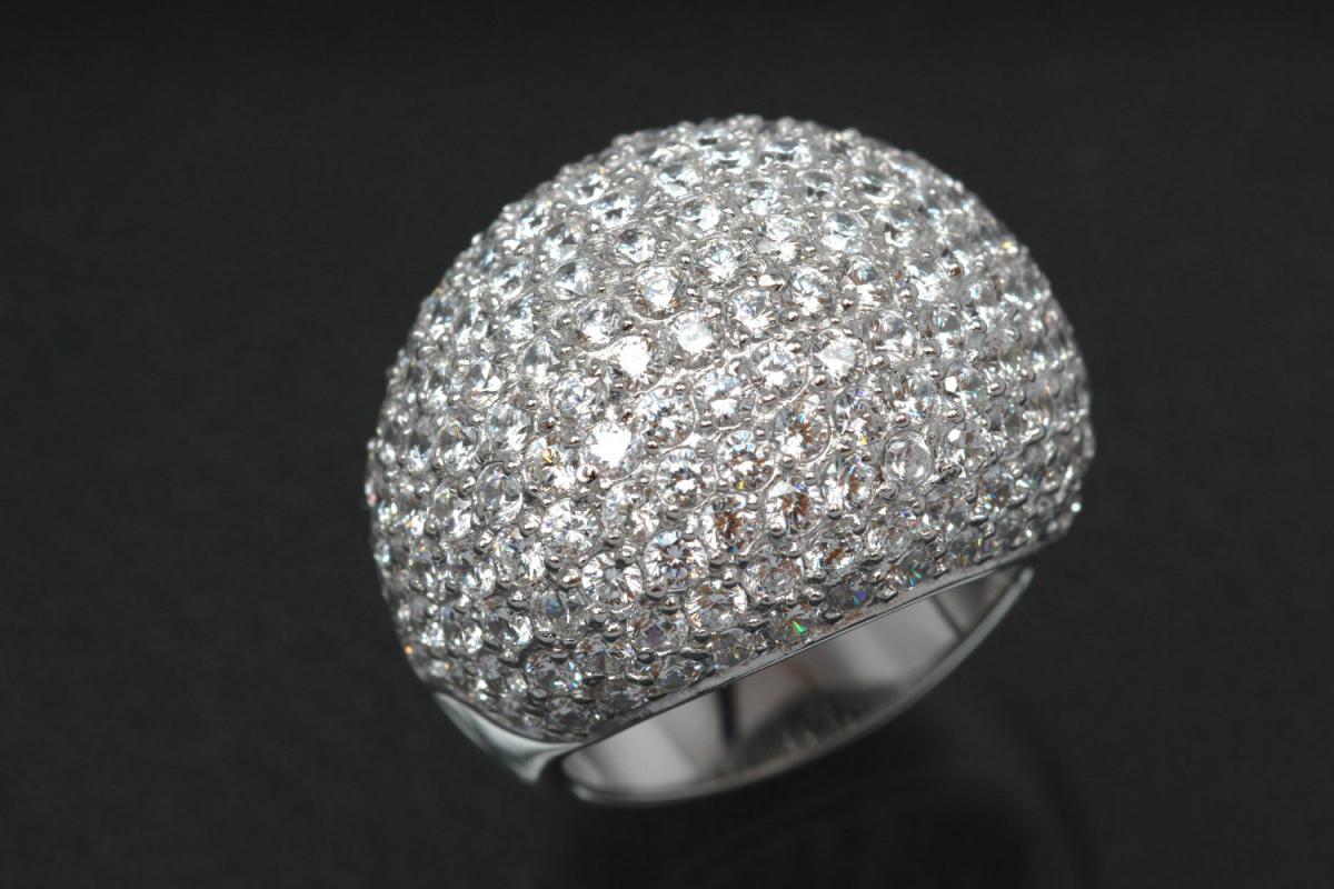 aLEm Ring Lighting Dome 925/- Silver rhodium plated, with white Cubic Zirconia and undergallery