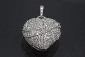 aLEm Pendant Heart Lovely Heart with Zirconia 925/- Silver rhodium plated,