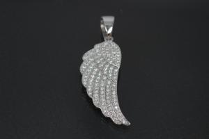 aLEm Pendant Angel Wing with Zirconia 925/- Silver rhodium plated,