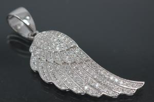 aLEm Pendant Angel Wing with Zirconia 925/- Silver rhodium plated,