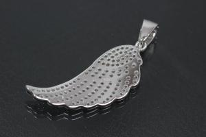 aLEm Pendant Angel Wing with Zirconia 925/- Silver rhodium plated,