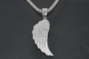 aLEm Pendant Angel Wing with Zirconia 925/- Silver rhodium plated,