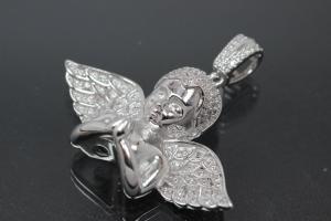 aLEm Anhänger Unendlichkeitsengel  Infinity Angel  mit Zirkonia 925/- Silber rhodiniert,