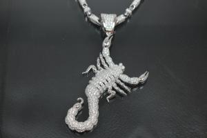 aLEm Pendant Scorpion with Zirconia 925/- Silver rhodium plated,