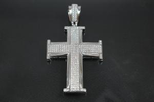 aLEm Anhänger Kreuz im Ritterstil mit Zirkonia 925/- Silber rhodiniert,