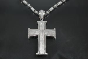 aLEm Anhänger Kreuz im Ritterstil mit Zirkonia 925/- Silber rhodiniert,