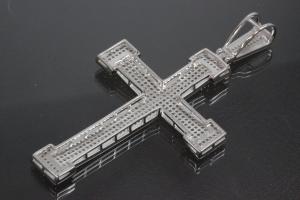 aLEm Anhänger Kreuz im Ritterstil mit Zirkonia 925/- Silber rhodiniert,