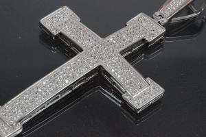 aLEm Anhänger Kreuz im Ritterstil mit Zirkonia 925/- Silber rhodiniert,