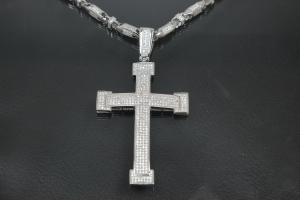 aLEm Anhänger Kreuz im Ritterstil mit Zirkonia 925/- Silber rhodiniert,