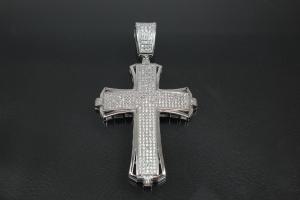 aLEm Pendant Cross in knight design with Zirconia 925/- Silver rhodium plated