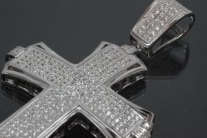 aLEm Pendant Cross in knight design with Zirconia 925/- Silver rhodium plated