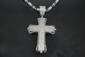 aLEm Anhänger Kreuz im Ritterstil mit Zirkonia 925/- Silber rhodiniert,