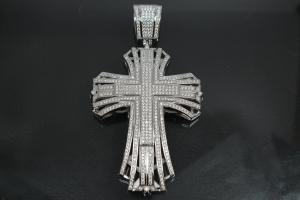 aLEm Anhänger Kleeblattkreuz aus der Ritterepoche mit Zirkonia 925/- Silber rhodiniert,