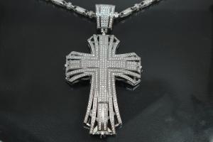 aLEm Pendant Cloverleaf Cross from the Kinght Epoch with Zirconia 925/- Silver rhodium plated,