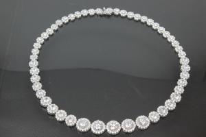 aLEm neacklace white Zirconia 925/- Silver  rhodium plated approx.size length 43,0cm incl. Bolt clasp with security eigth