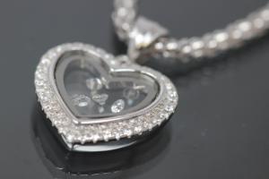 aLEm Pendant with Zirconia heart, 925/- silver rhodium plated,