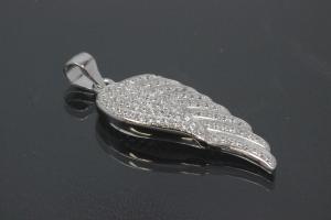 aLEm Pendant Angel Wing 925/- Silver rhodium plated with Cirkonia,