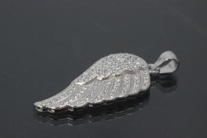 aLEm Pendant Angel Wing 925/- Silver rhodium plated with Cirkonia,