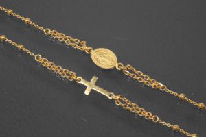 aLEm Lifestyle - chain with cross and medal 925/- silver gold plated with spring ring