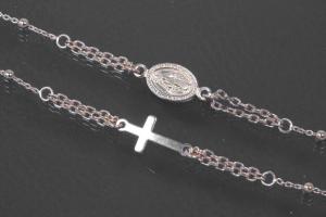 aLEm Lifestyle - Kette mit Kreuz und Medaille 925/- Silber rosé vergoldet mit Federringverschluß