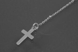 aLEm Lifestyle - chain with cross and medal 925/- silver rhodium plated with spring ring