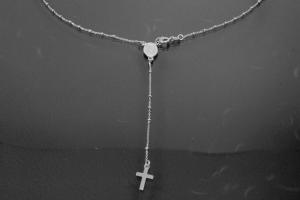 aLEm Lifestyle - Kette mit Kreuz und Medaille 925/- Silber rhodiniert mit Federringverschluß