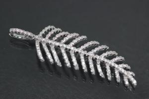 aLEm Pendant Feather of Angels 925/- Silver rhodium plated with white Zirconia,