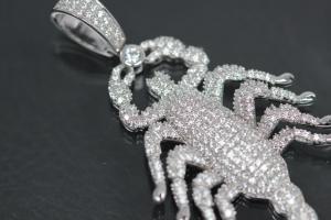 aLEm Pendant Scorpion 925/- Silver rhodium plated with white Zirconia,