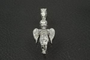 aLEm Pendant Guardian Angel 925/- Silver rhodium plated with white Zirconia,