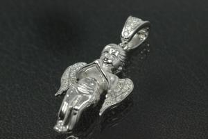 aLEm Anhänger Schutzengel Guardian Angel 925/- Silber mit Zirkonia rhodiniert,