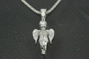 aLEm Pendant Guardian Angel 925/- Silver rhodium plated with white Zirconia,
