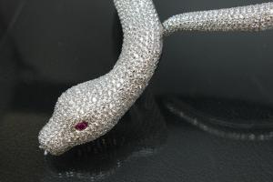 aLEm necklace Snake White Mamba 925/- Silver rhodium plated,body approx. Size Ø 8-16mm, head 40 x 24mm, inside neck size approx. 40cm length