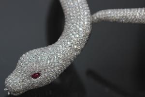 aLEm necklace Snake White Mamba 925/- Silver rhodium plated,body approx. Size Ø 8-16mm, head 40 x 24mm, inside neck size approx. 40cm length