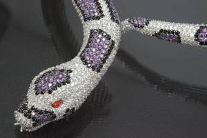 aLEm necklace Snake Tigerpython 925/- Silver rhodium plated,body approx. Size Ø 8-16mm, head 40 x 24mm, inside neck size approx. 50cm length